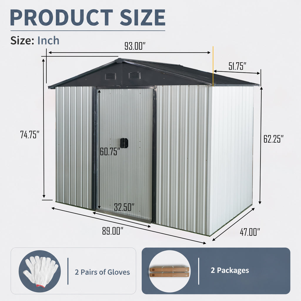 8ft x 4ft Outdoor Metal Storage Shed