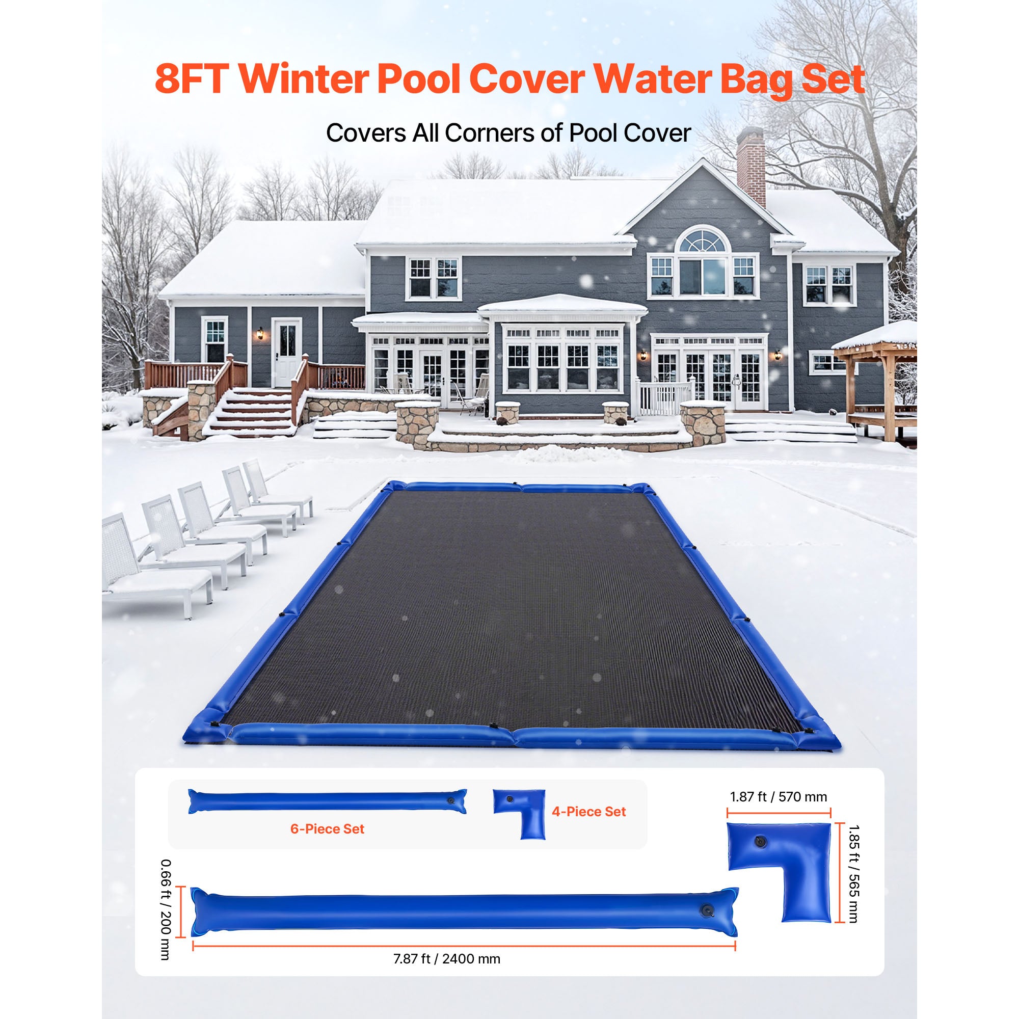 26 Gauge 6-Pack 4ft Single Chamber Pool Cover Water Bags
