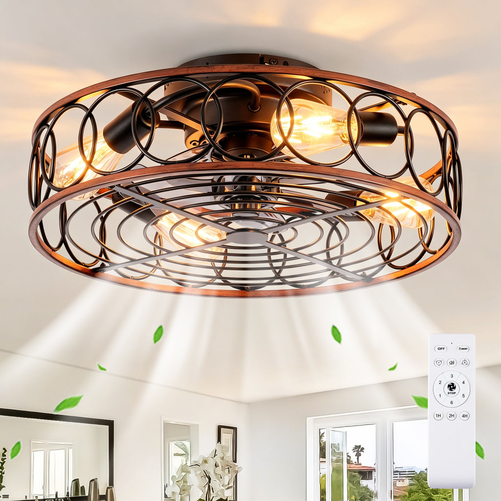 20 Inch Caged Ceiling Fan with Lights and Remote Control