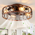 20 Inch Caged Ceiling Fan with Lights and Remote Control