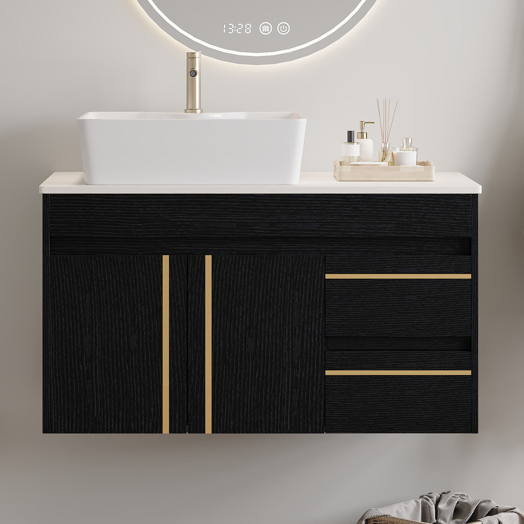 36" Wall-Mounted Bathroom Vanity with Vessel Sink