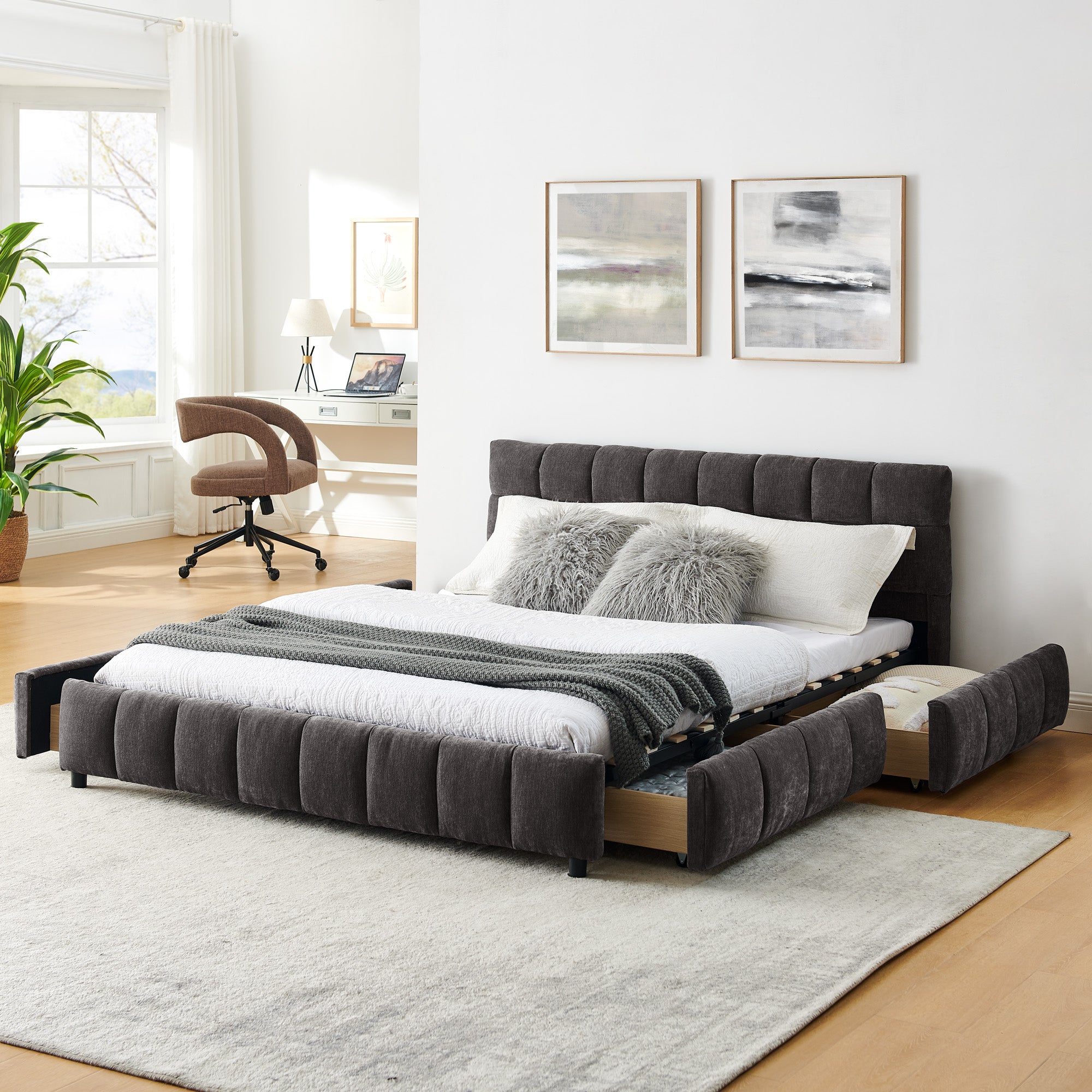 Queen Size Upholstered Bed with Storage
