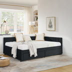 Full Size Upholstered Tufted Bed Frame with Two Drawers