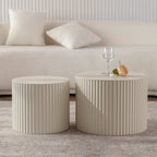 Round Wood Coffee Table for Living Room