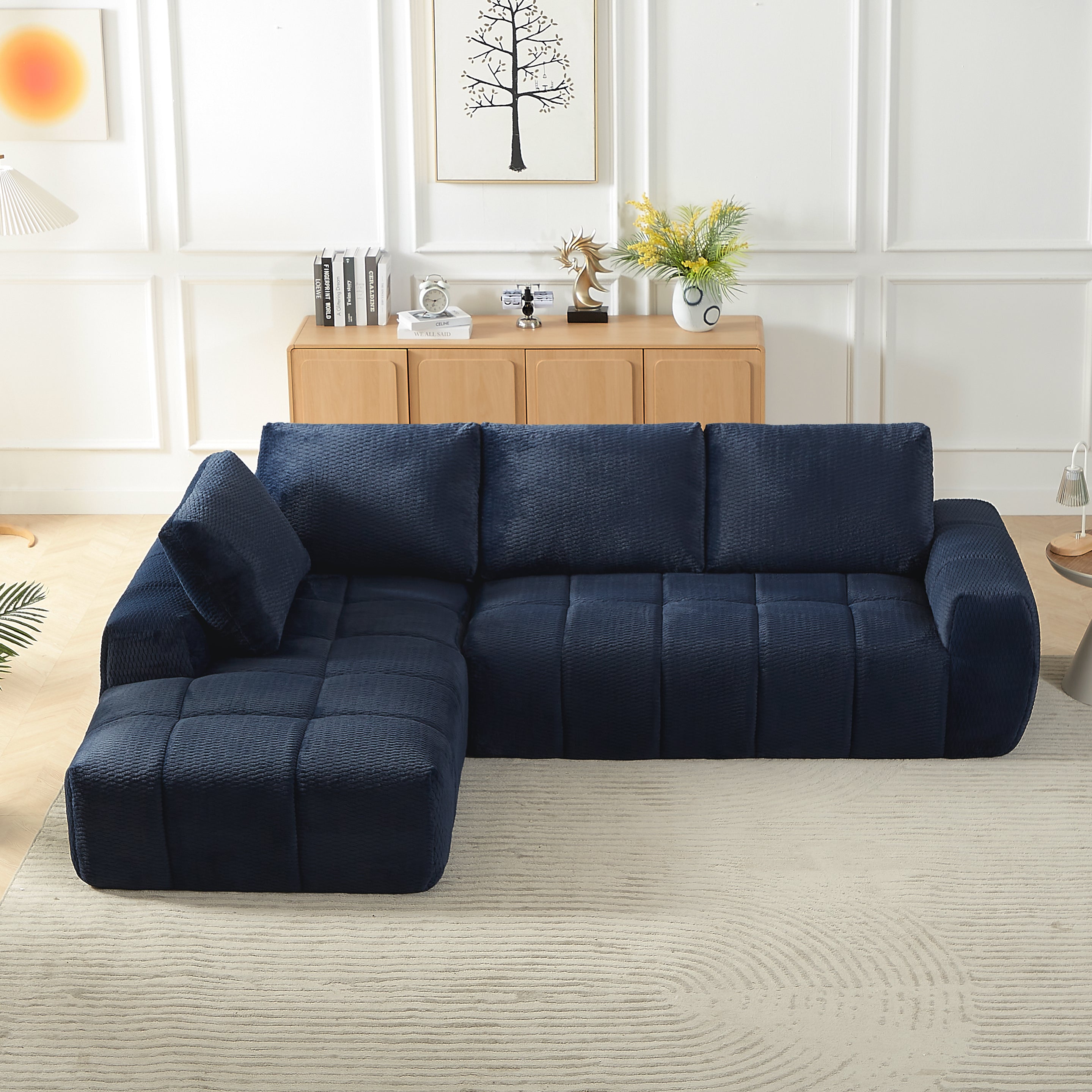 Faux Fur L-Shape Luxury Sectional Oversized Sofa