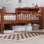 Twin Size Bed with Headboard Storage Rack, Two Under-Bed Drawers
