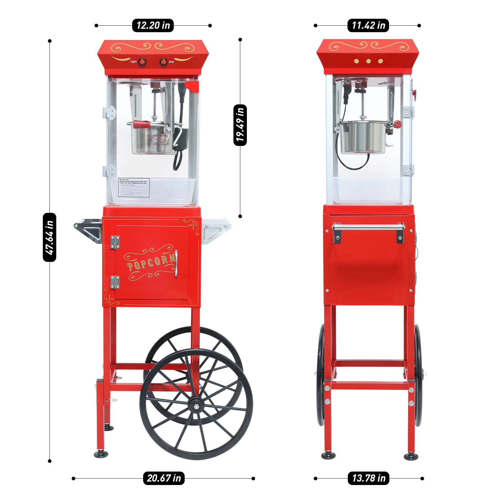 Vintage Style Popcorn Machine with Cart