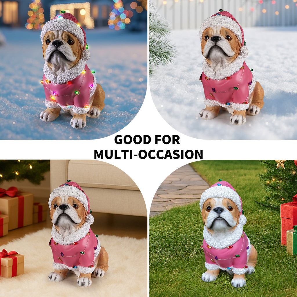 Christmas Pug Statue, Holiday Dog Figurine