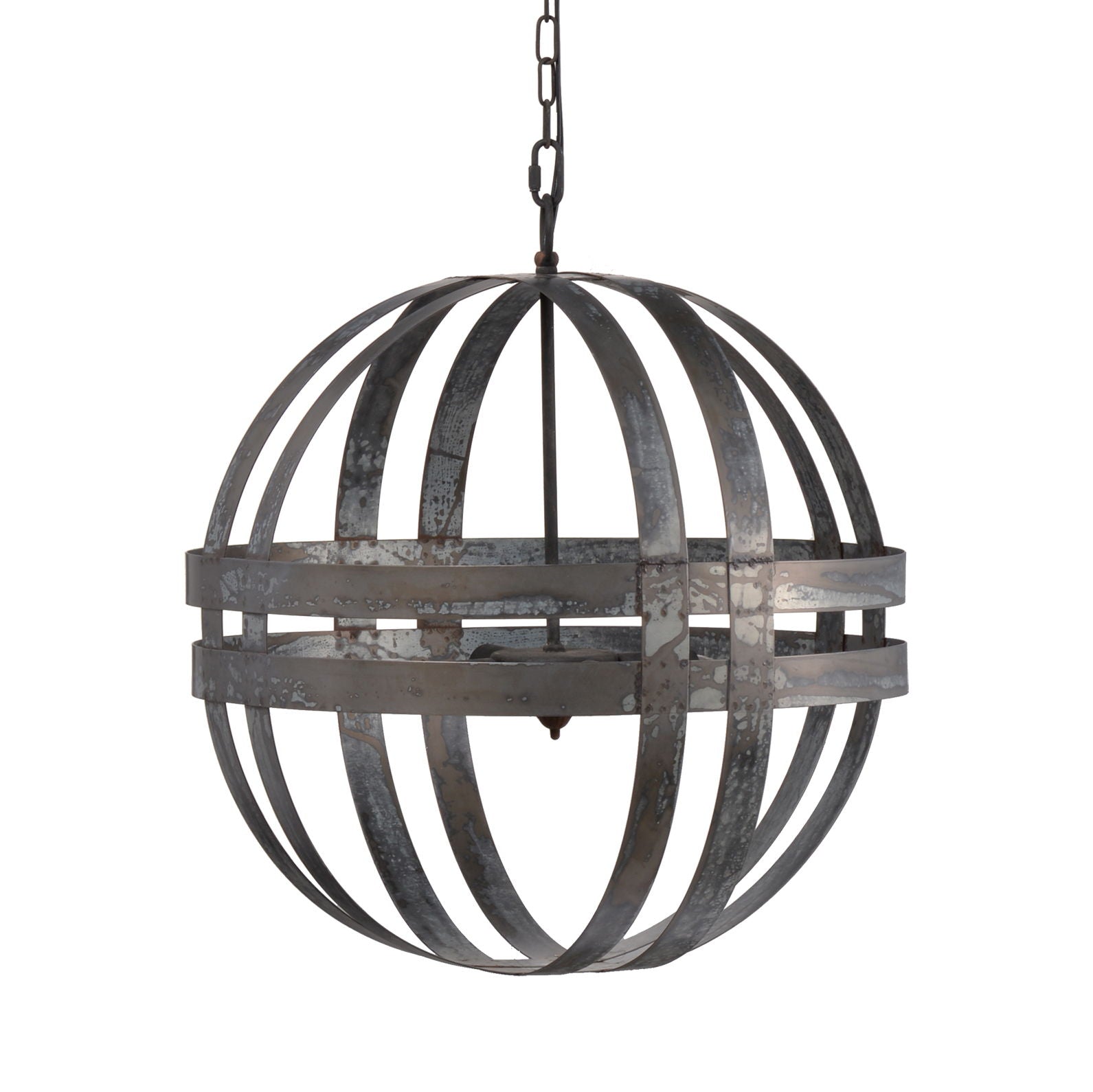 4 Light Galvanized Chandelier with Adjustable Chain