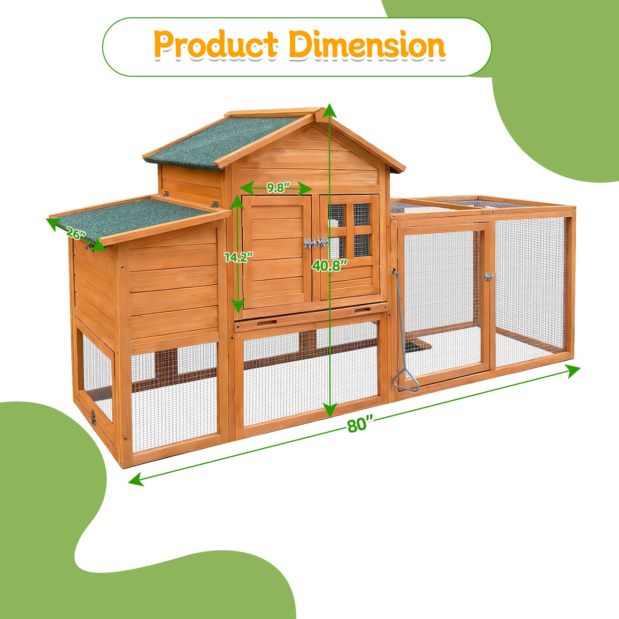 80" Chicken Coop with Nest Box and Removable Tray
