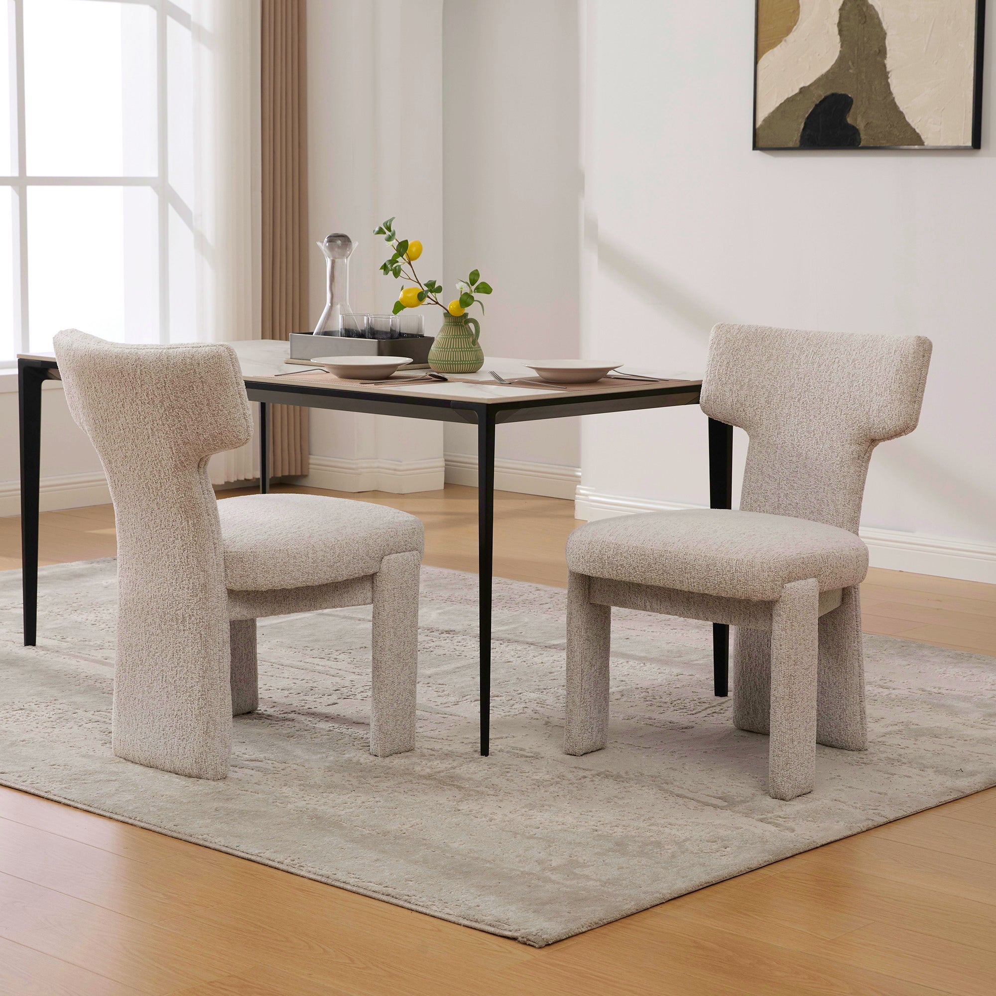 Modern Upholstered Chenille Dining Chair Set of 2