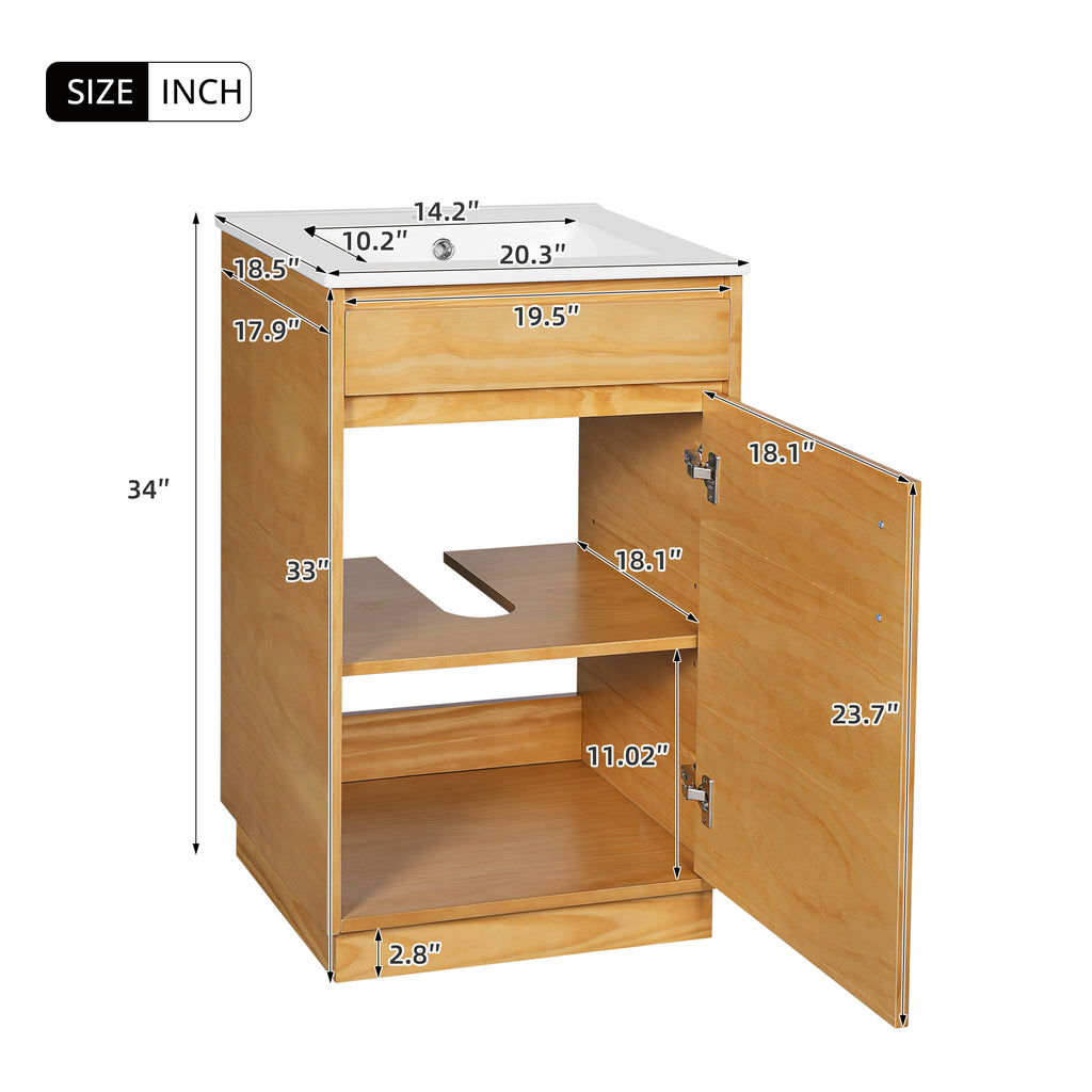 20-Inch Bathroom Vanity with Ceramic Sink