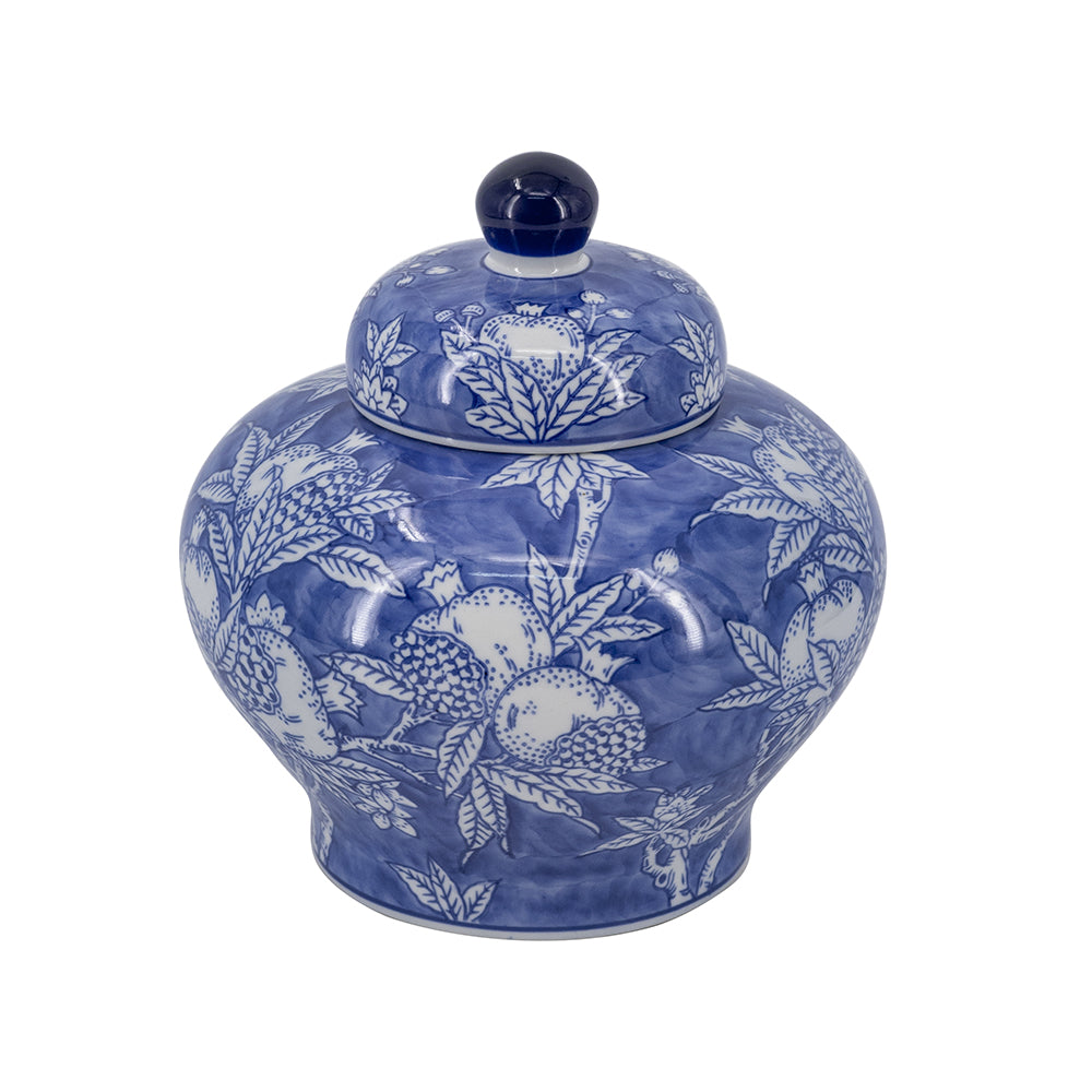 Blue and White Porcelain Lidded Jar, 9.1-Inch