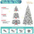 6FT Flocked Christmas Tree with 350 Warm LED Lights
