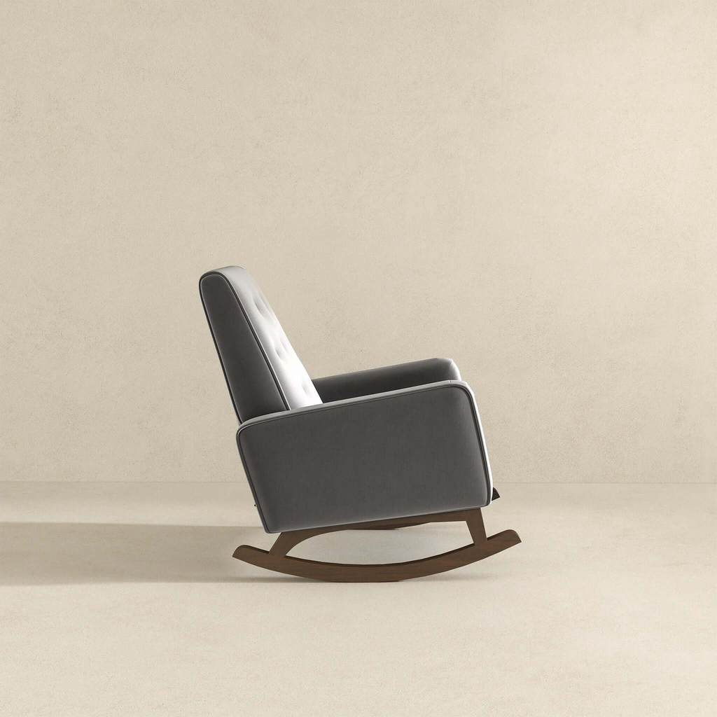Premium Demetrius Light Grey Fabric Rocking Chair