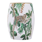13x13x18" Ceramic Garden Stool - Jungle-Themed Accent Side Table