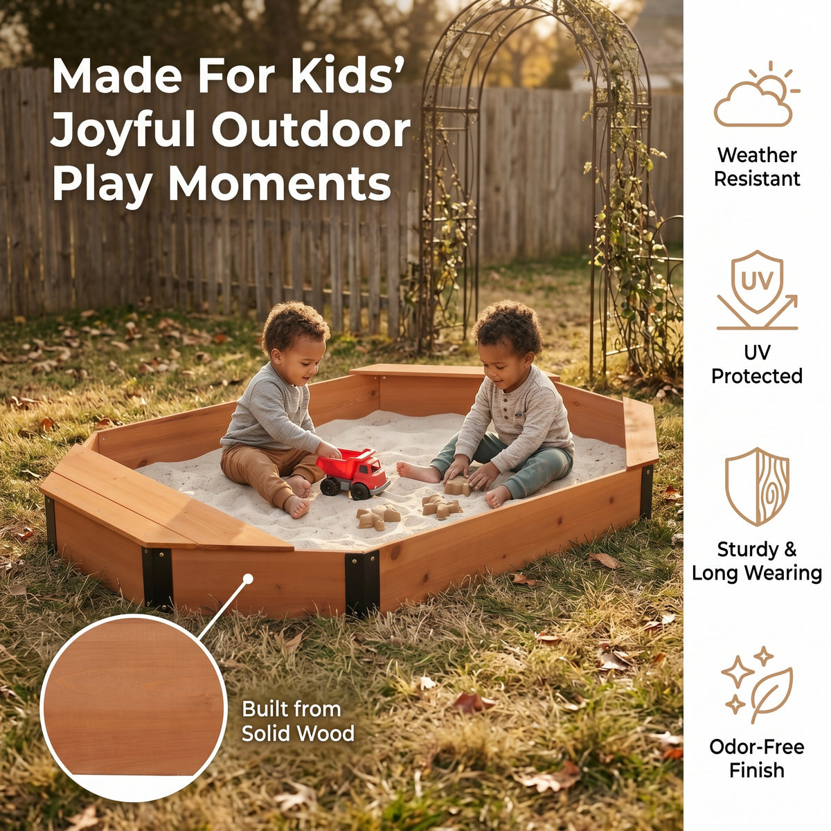 Octagon Sandbox with Storage for Kids