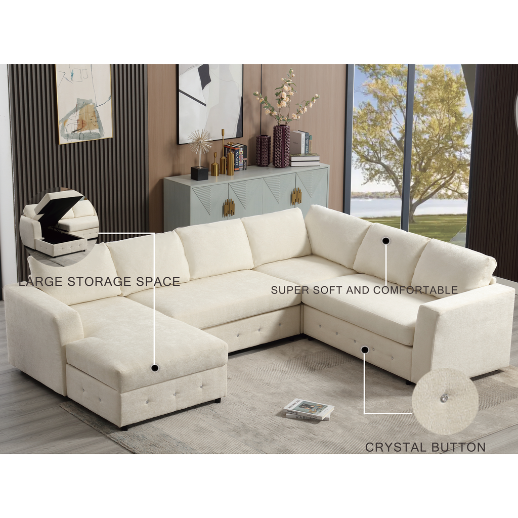 110.75" Modern U Shaped Sectional Sofa