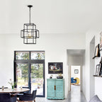 4-Light Metal Lantern Tiered Pendant Hanging Light Fixtures