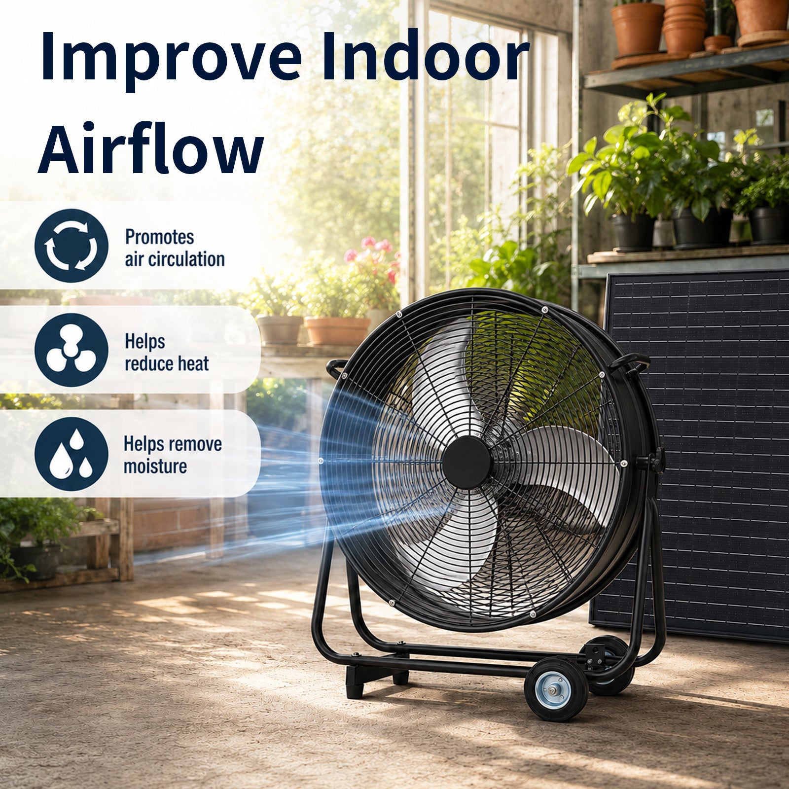24 Inch Solar Floor-Standing Fan