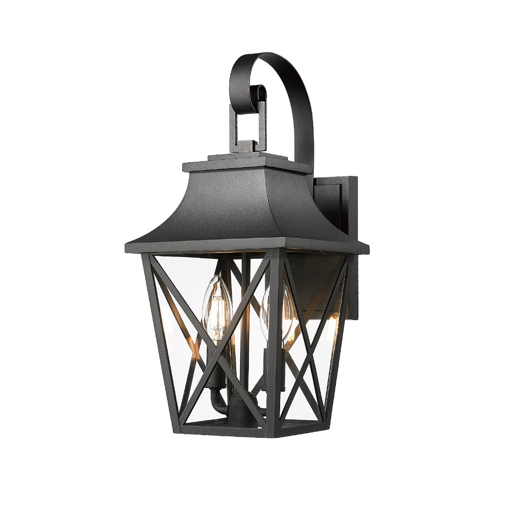 Black Outdoor Wall Lantern 2-Light Set