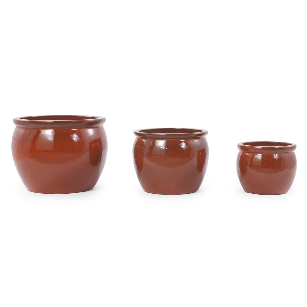 Handmade Rust-Red Ceramic Plant Pots Set of 3