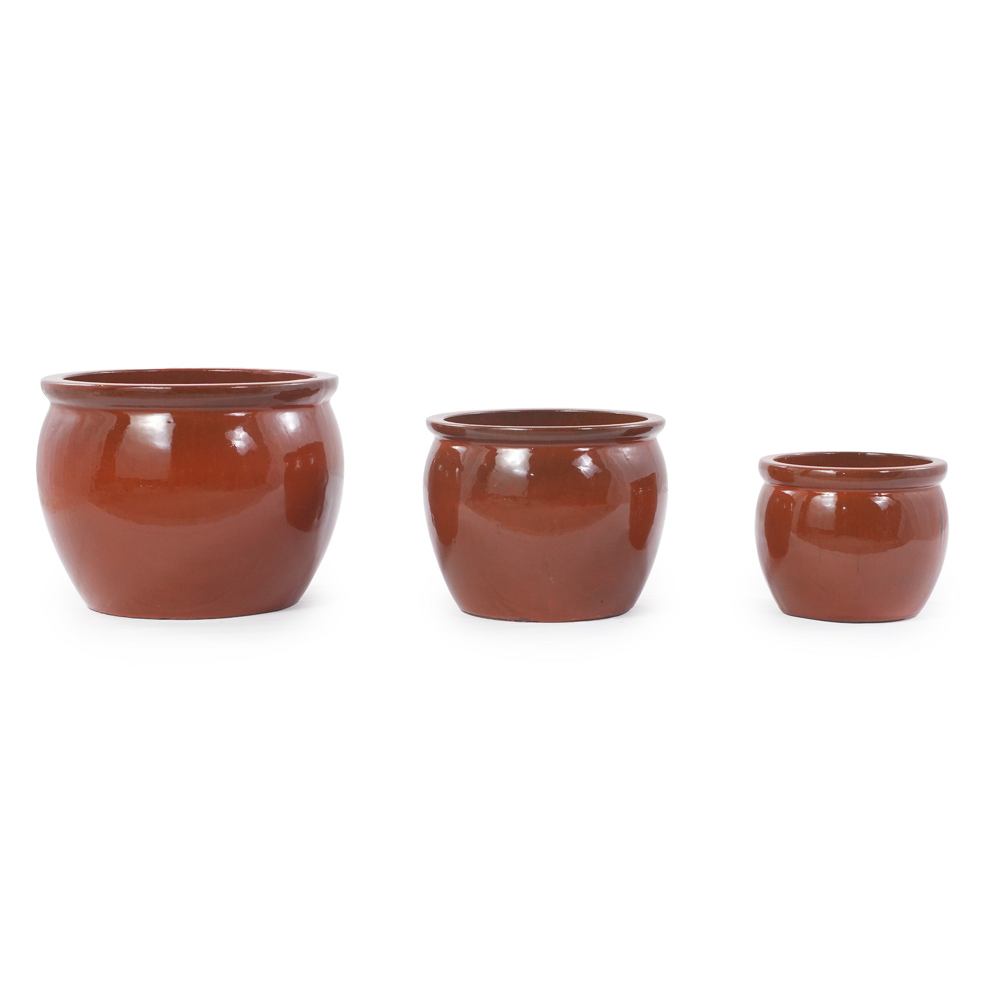 Handmade Rust-Red Ceramic Plant Pots Set of 3