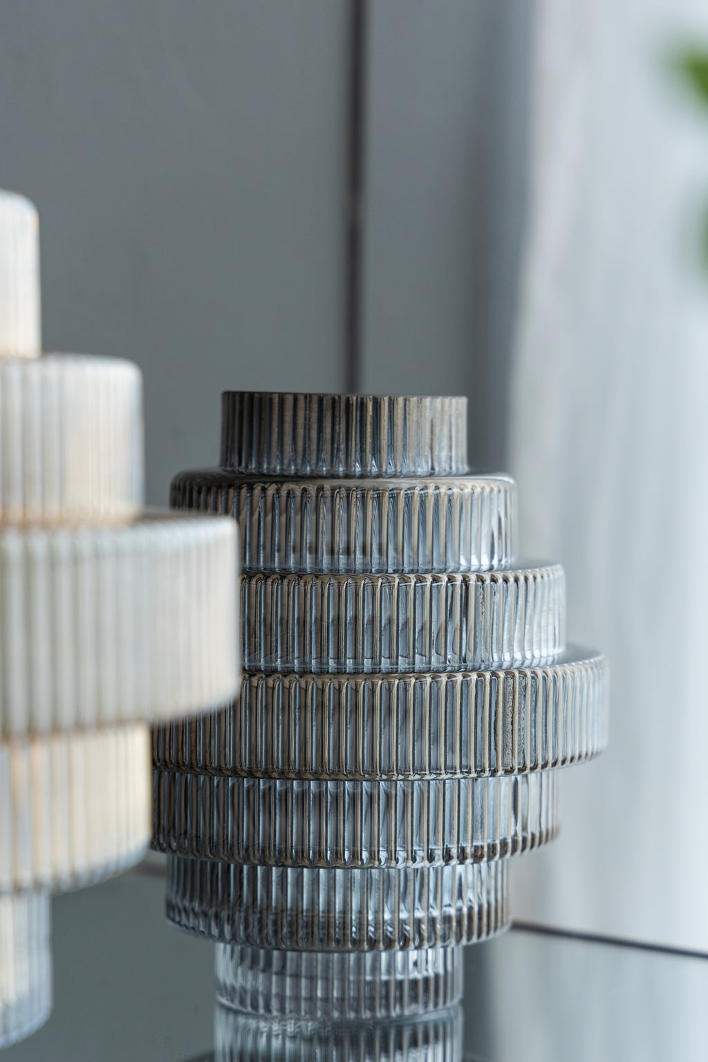 Multi-Tiered Geometric Vase with Smoked Finish