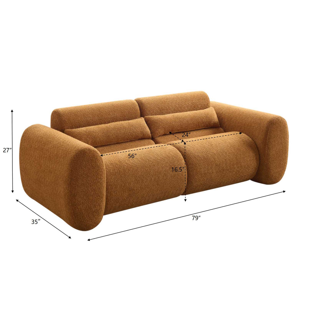 79 in. Round Arm Cloud Curved 3 Seater Modern Upholstered Boucle Sofa