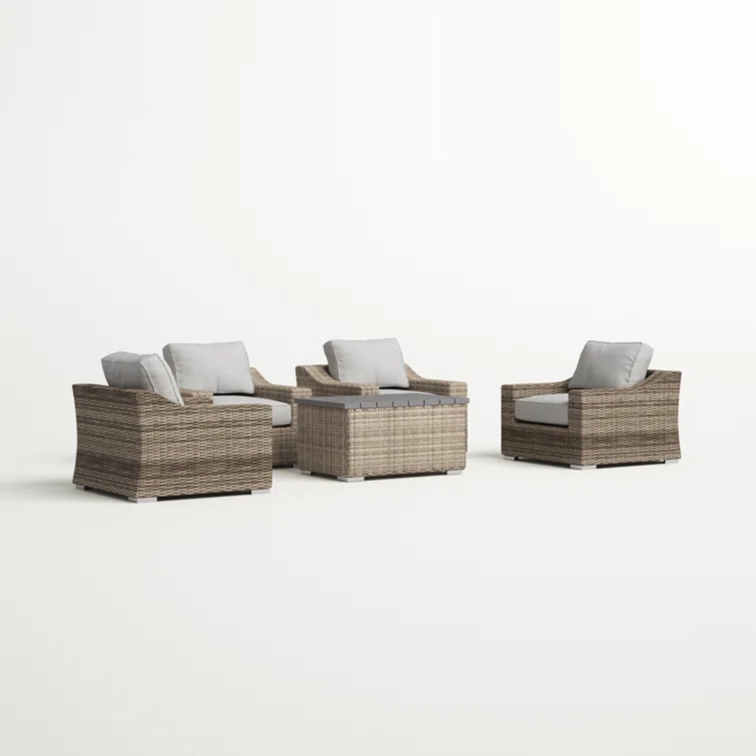 LSI 4 Piece All Weather Wicker Sectional Seating Group with Cushions
