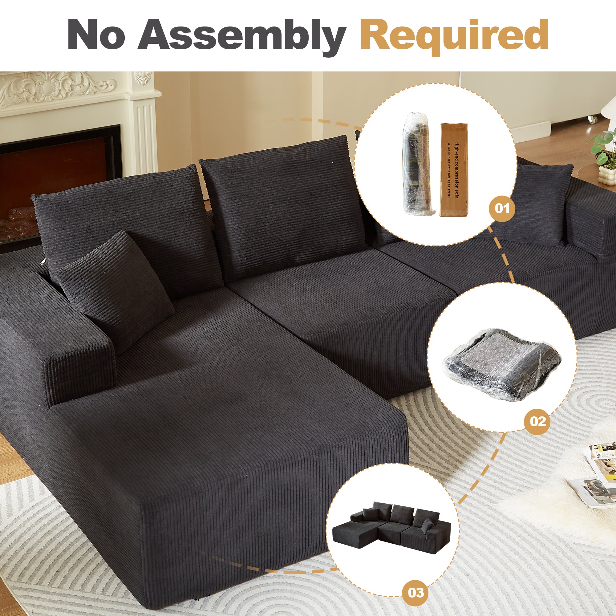 Modular Sectional Sofa with Chaise
