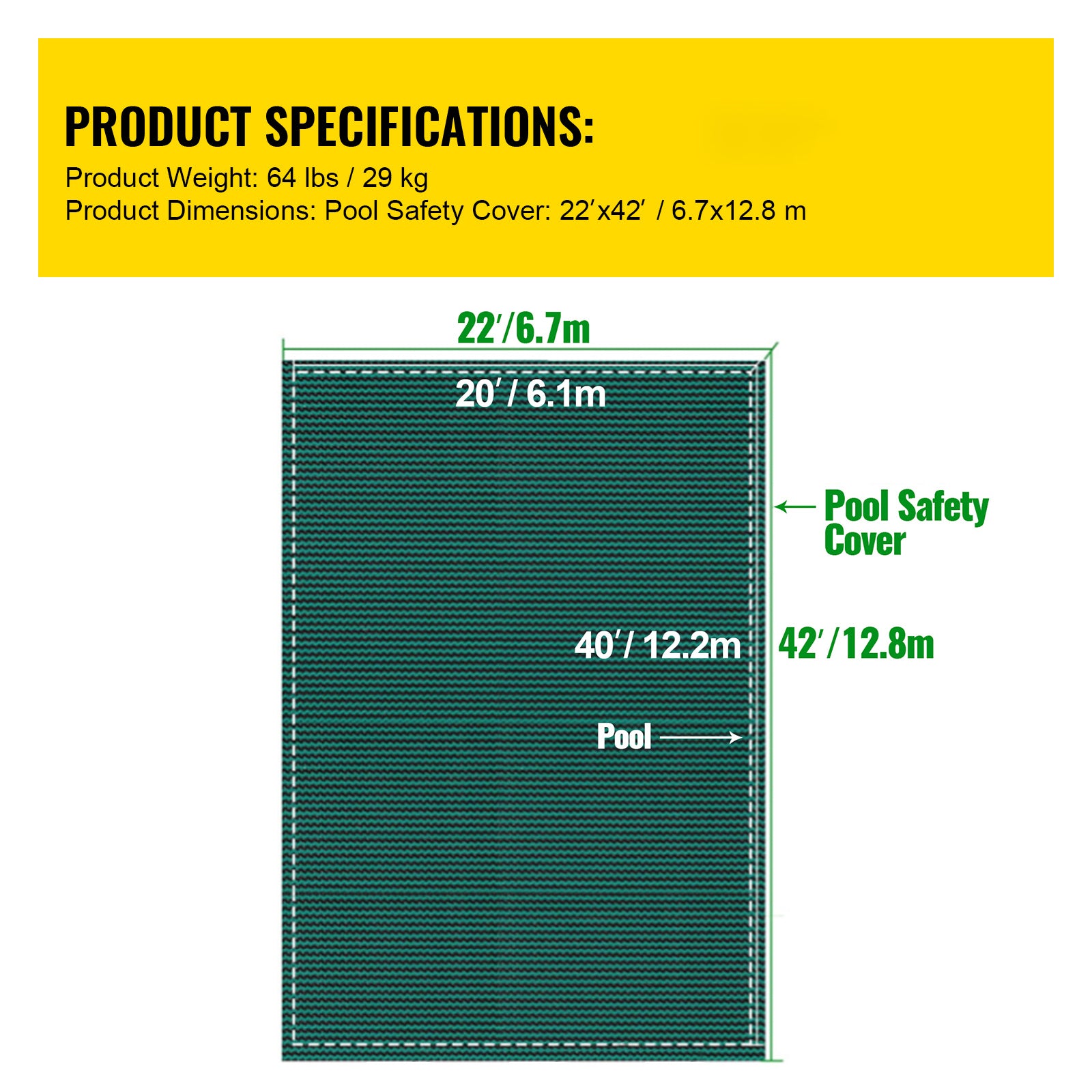 Pool Safety Cover Fits 20x40ft Rectangle Inground Safety Pool Cover