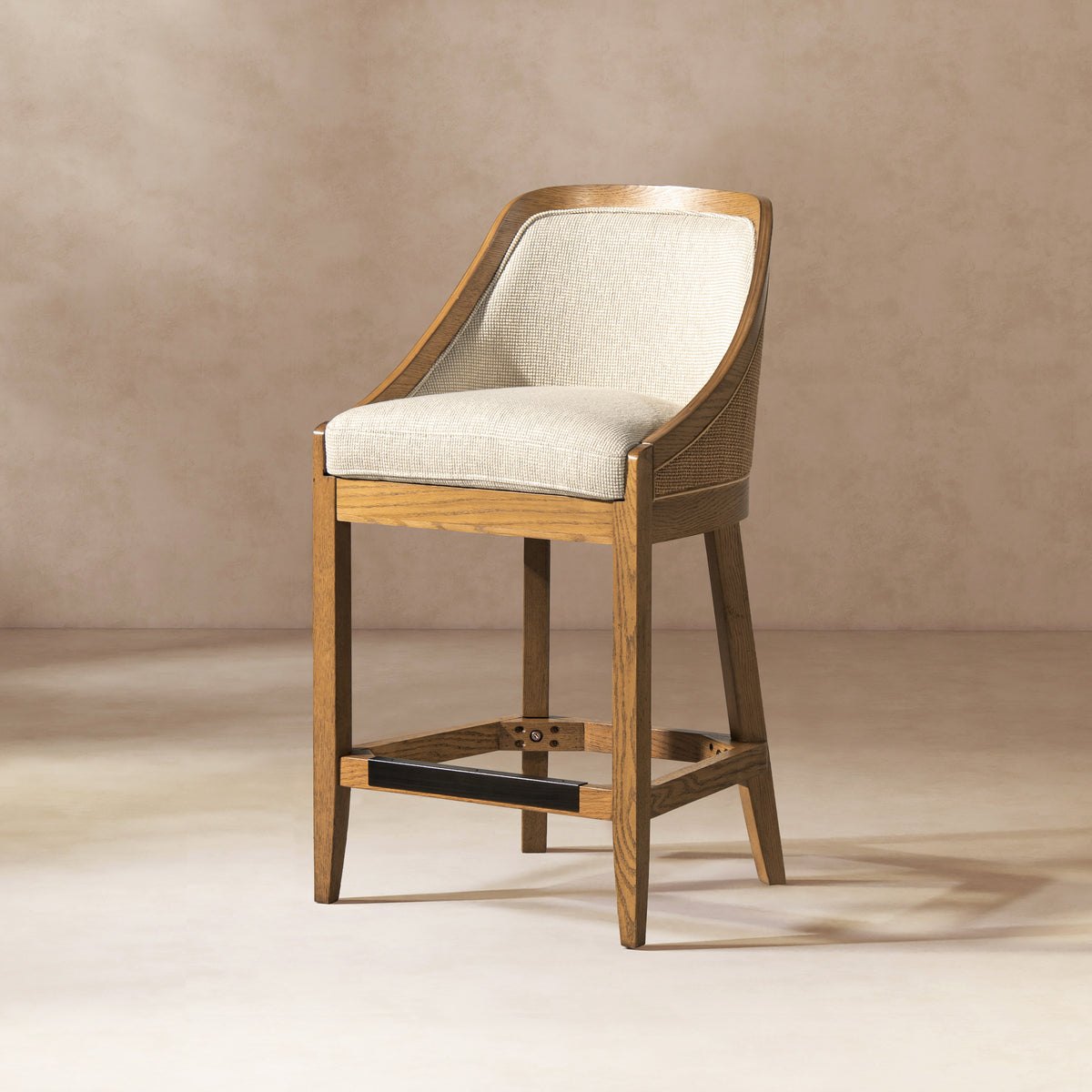 Charleston 27" Cane Counter Stool, Beige Performance Fabric