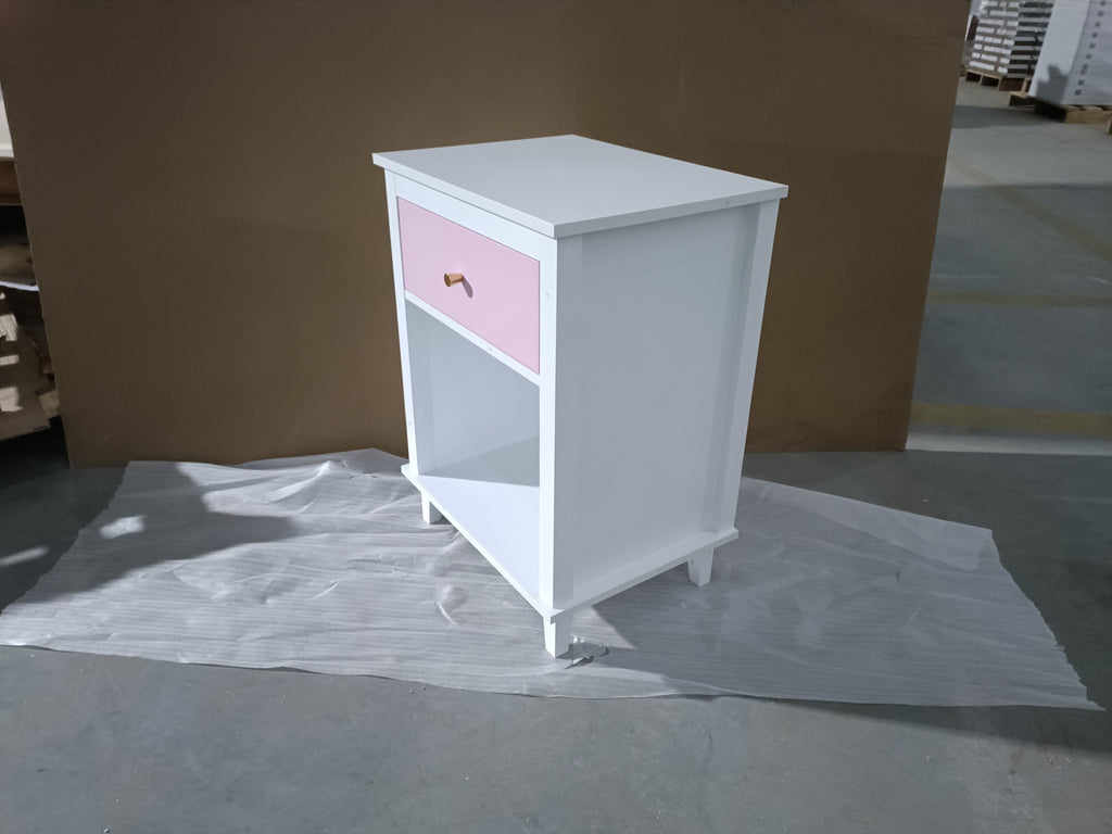 Wooden Nightstand with One Drawer and One Shelf