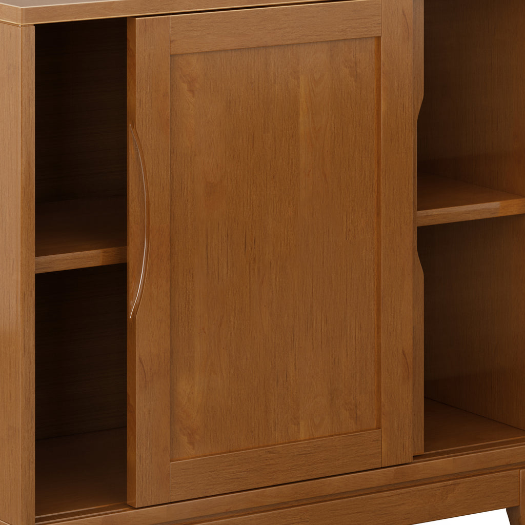 Harper 30 Inch Wide Solid Hardwood Mid-Century Modern Low Storage Cabinet in Teak