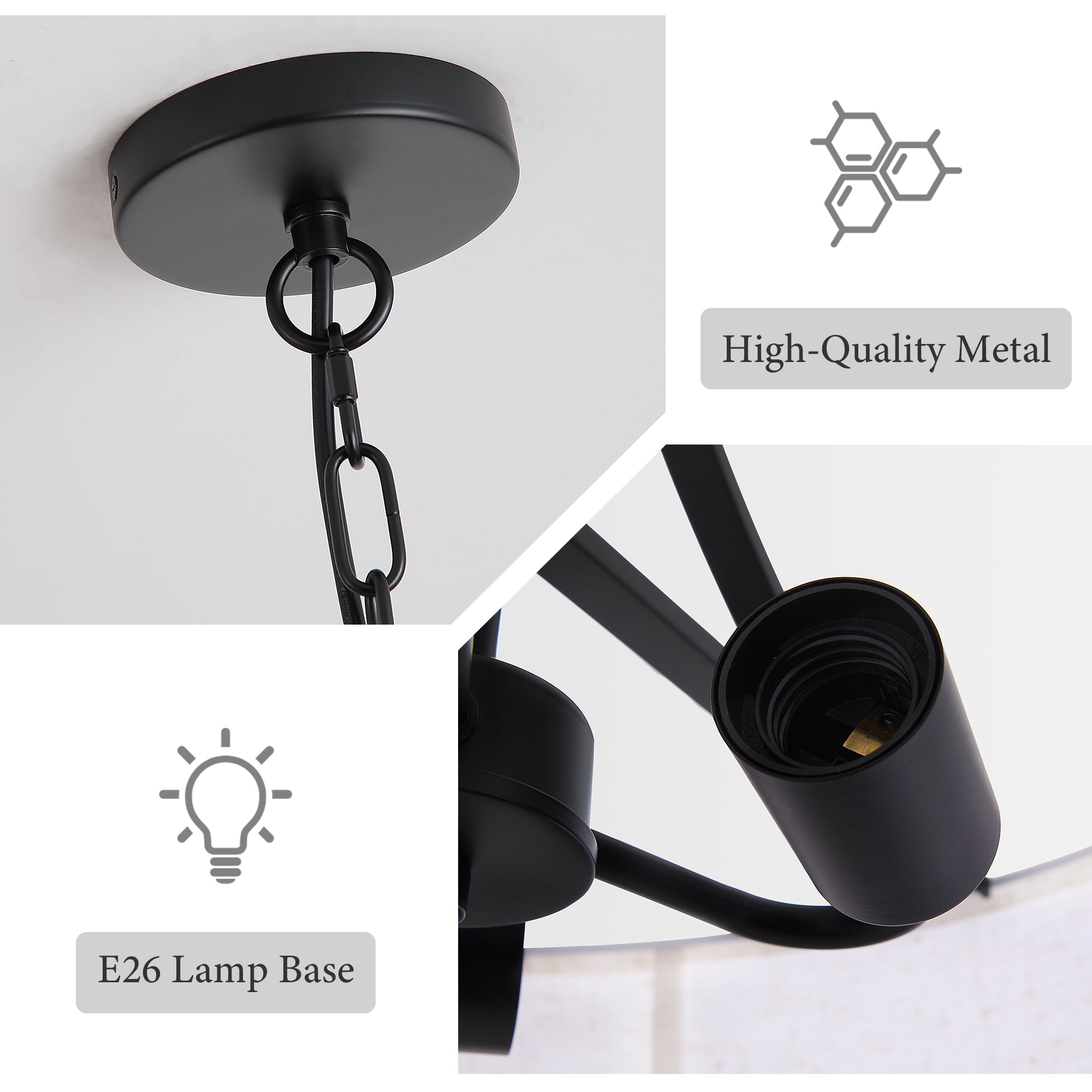 Modern 3-Light Fabric Pendant Light