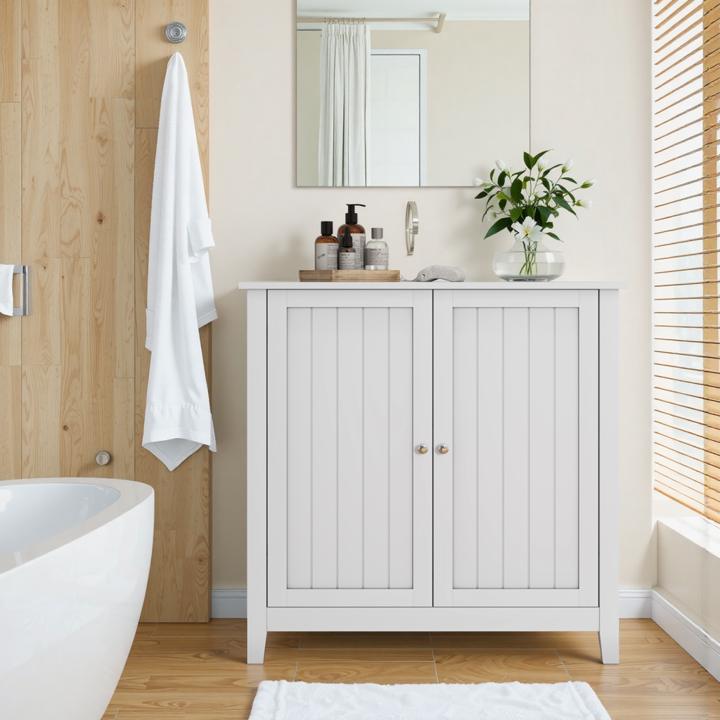 White Double Door Storage Cabinet