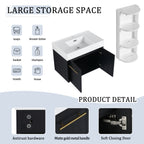 30 Inch Wall-Mounted Bathroom Vanity with Sink and Storage Rack
