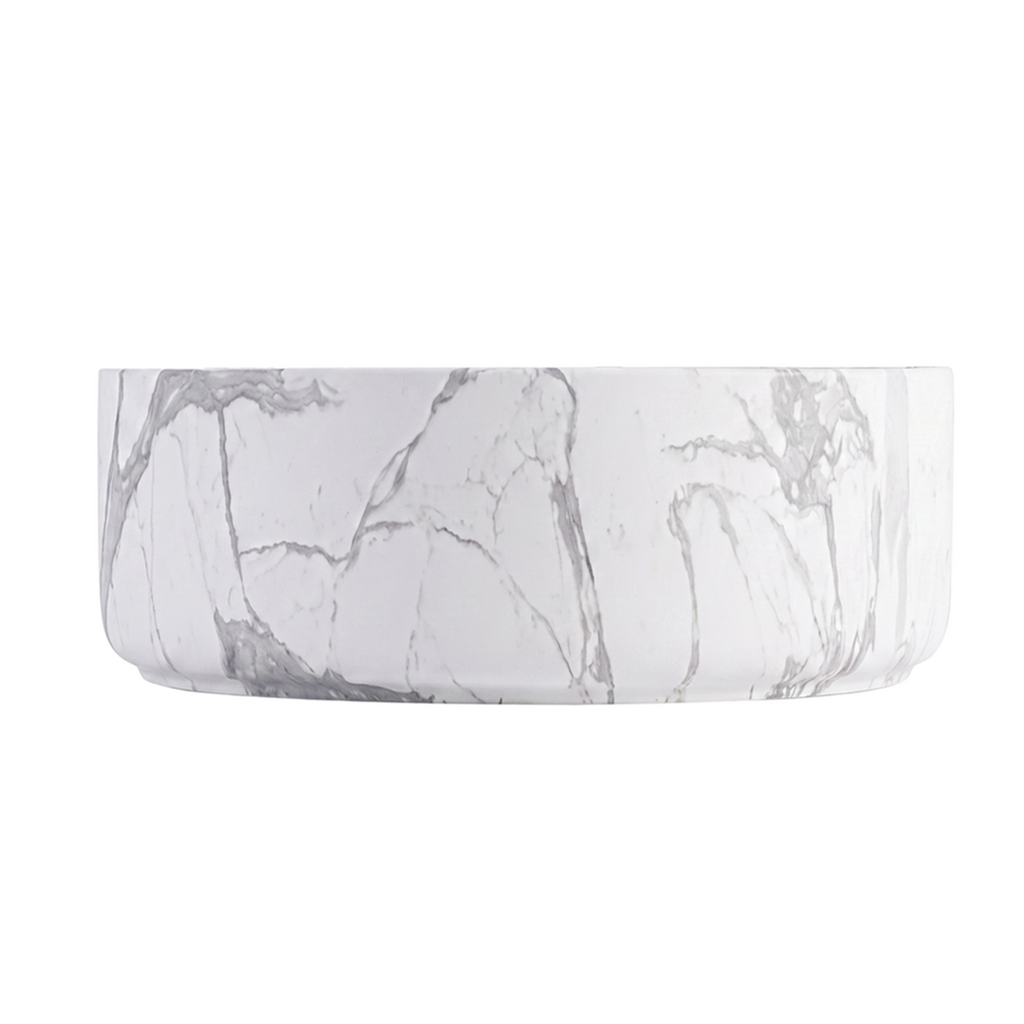 Integrated Carrara White Ceramic Basin, 14-Inch Round
