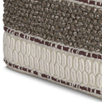 Grady 18 Inch Wide Square Pouf in Brown/Natural Handloom Wool and Cotton