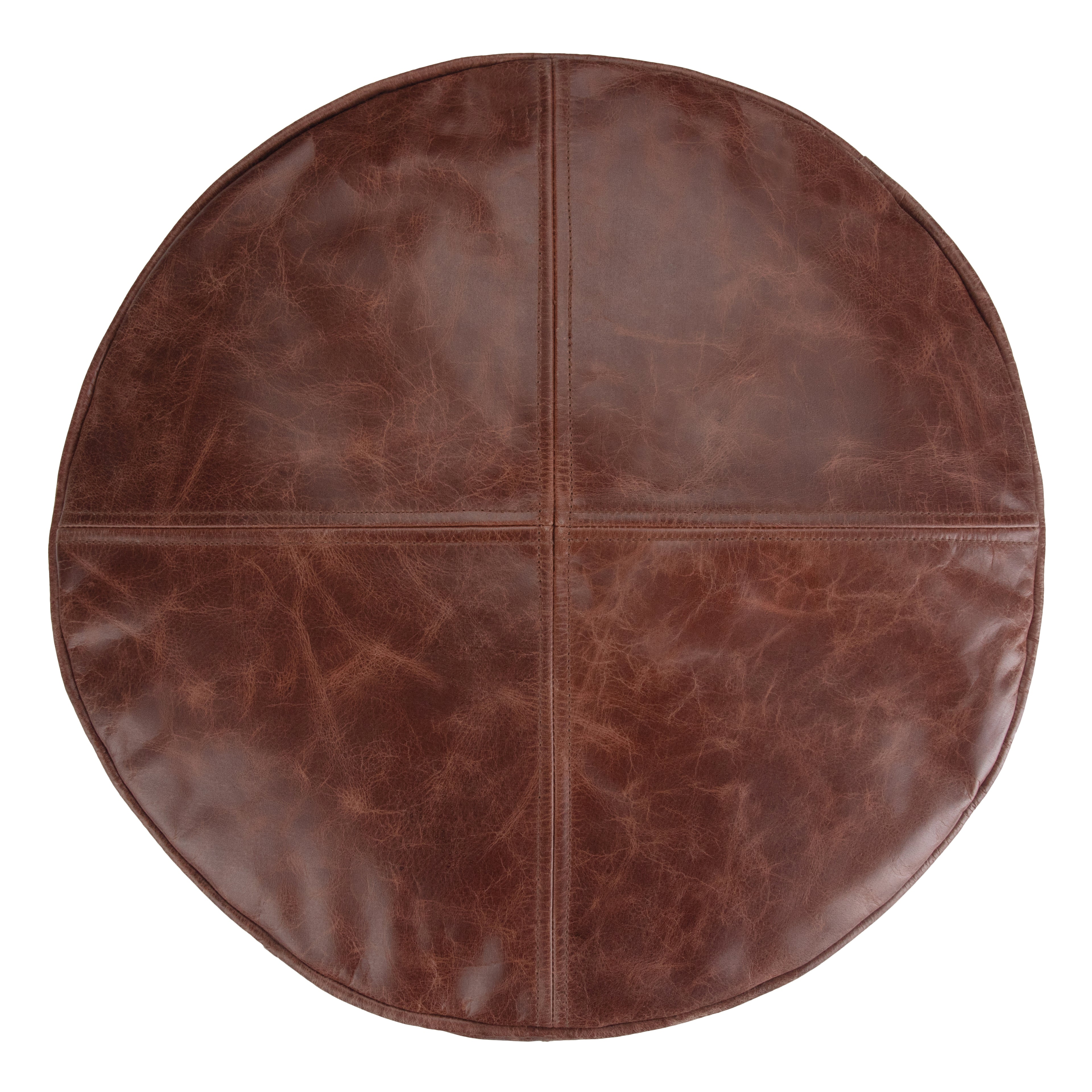 Connor 18 Inch Wide Round Pouf in Distressed