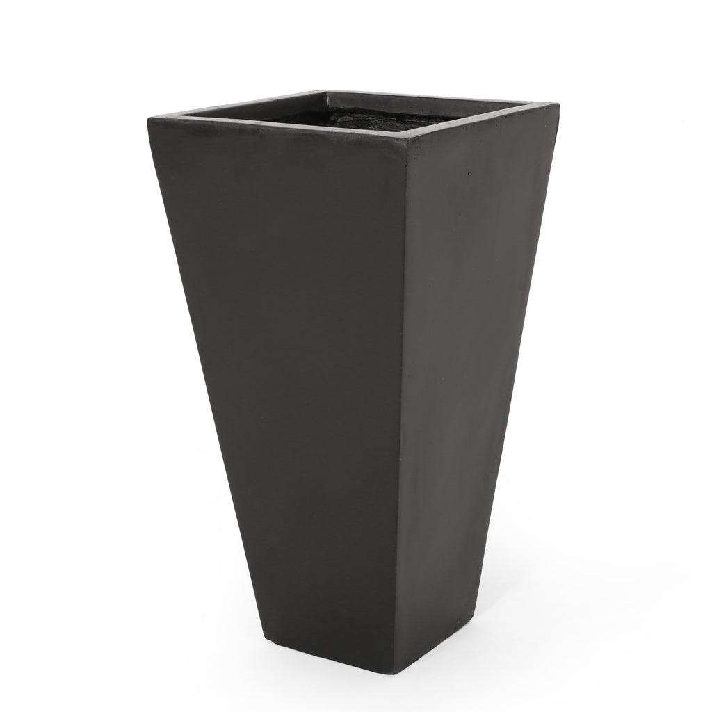 13" Outdoor Modern MGO Small Cast Stone Planter