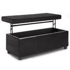 Avalon 44 Inch Wide Lift Top Rectangular Storage Ottoman in Tanners