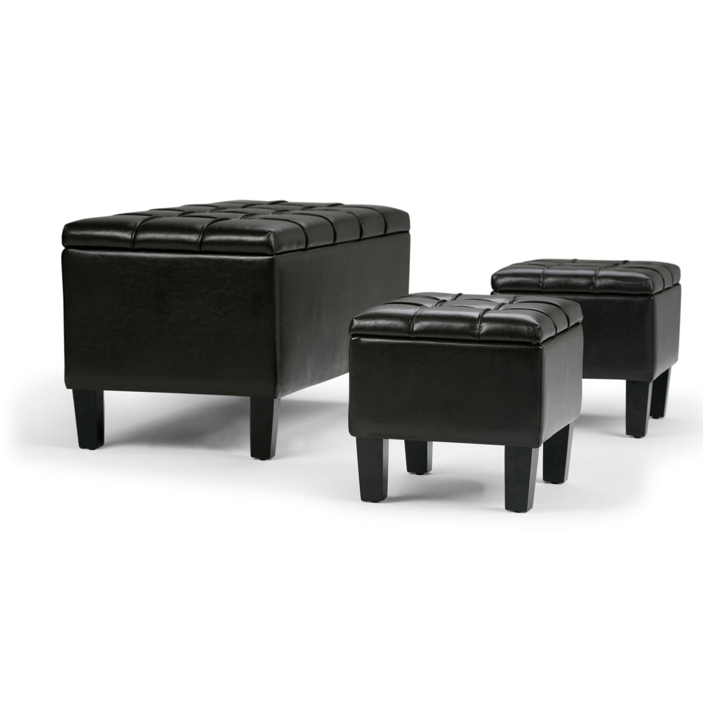 Dover 3 Piece Storage Ottoman - Tanners
