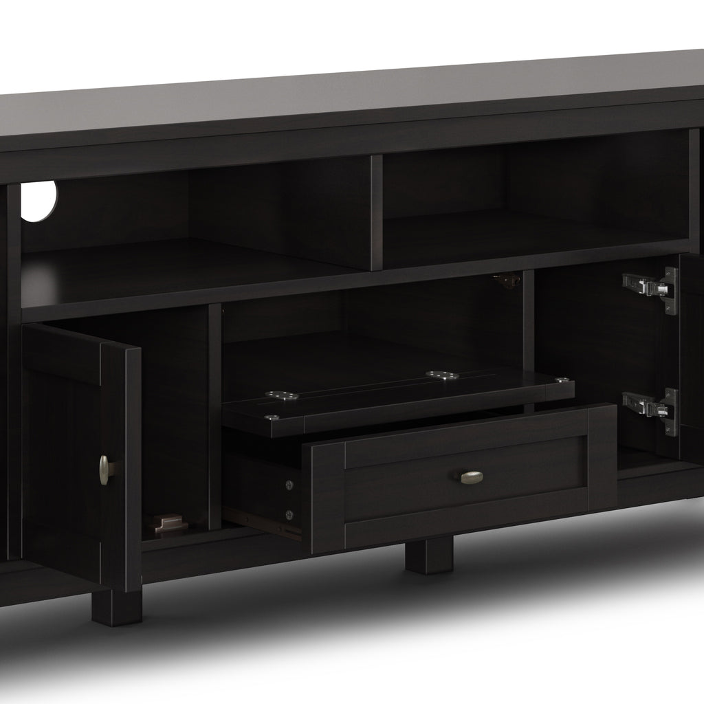 Warm Shaker 72 Inch Wide Solid Wood TV Stand in Hickory
