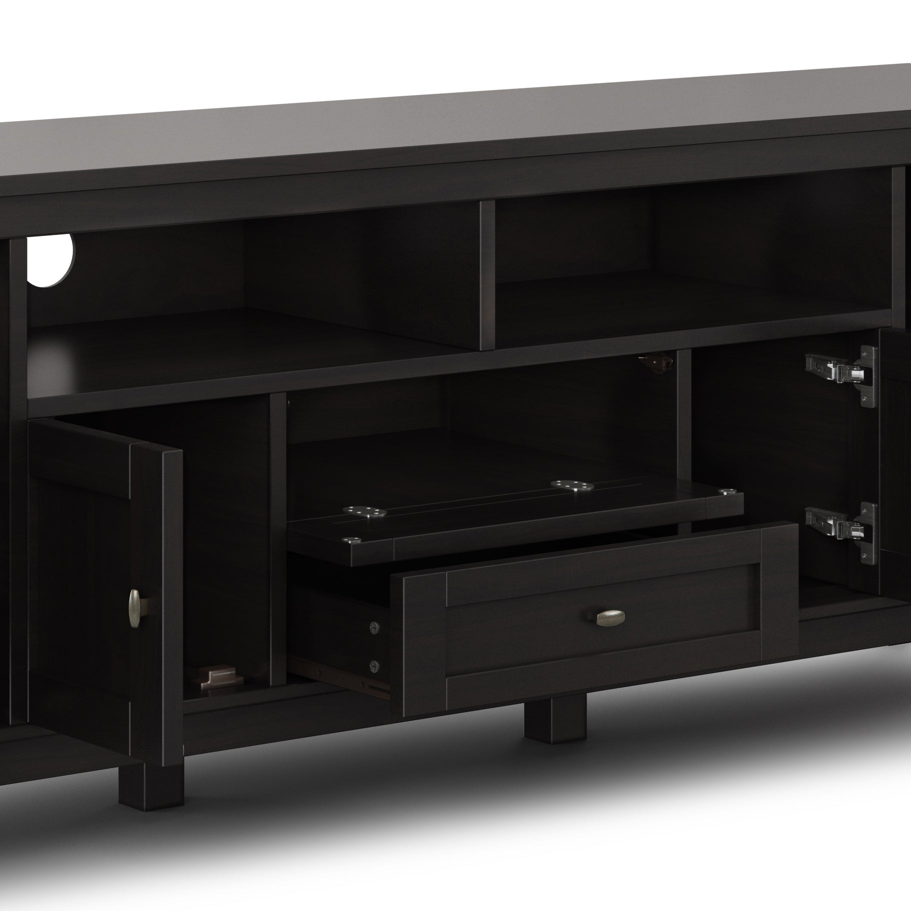 Warm Shaker 72 Inch Wide Solid Wood TV Stand in Hickory