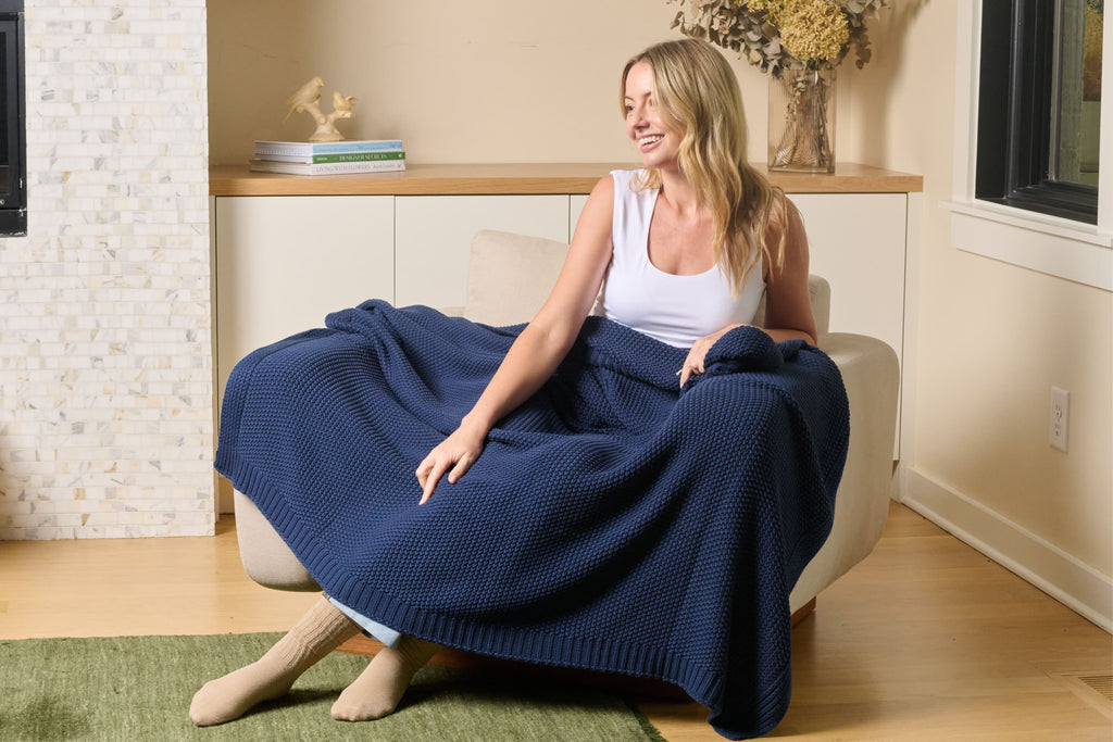 Cozy Knit Cotton Throw Blanket