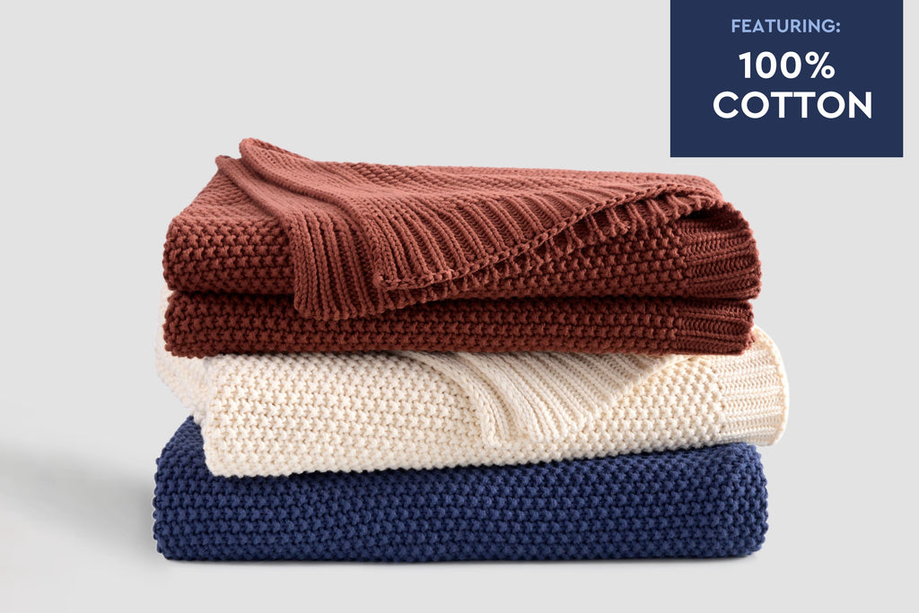 Cozy Knit Cotton Throw Blanket