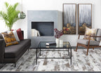 Darmstadt Abstract Gold and Blue Canvas Wall Art - Clearance