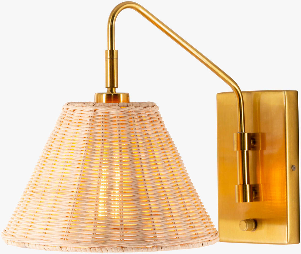 Gabas Gold Iron Rattan Wall Sconces
